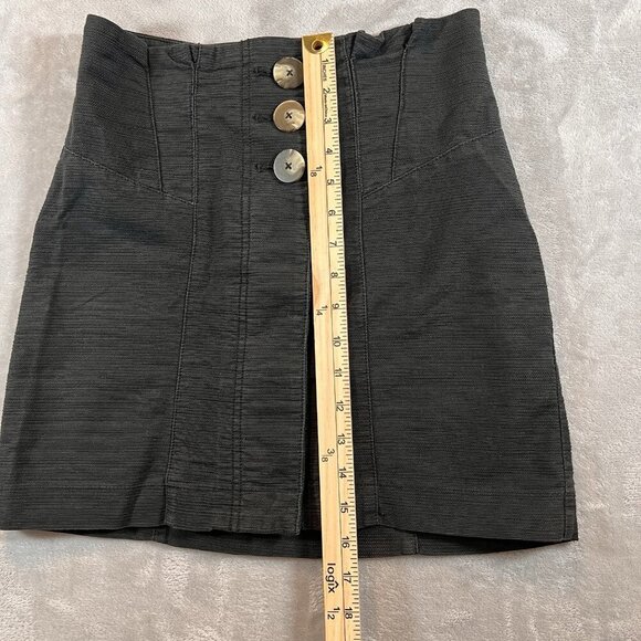 Free People Every Minute Every Hour Black High Waisted‎ Button Skirt 0 - Picture 7 of 9
